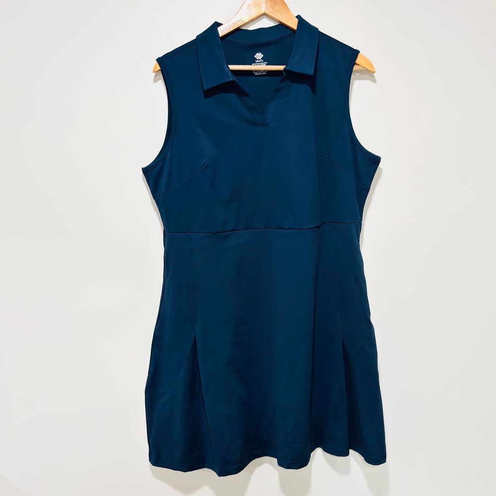 Medium Women's Blue V-Neck Mini Dress, Sleeveless Golf/Tennis Dress Size XL